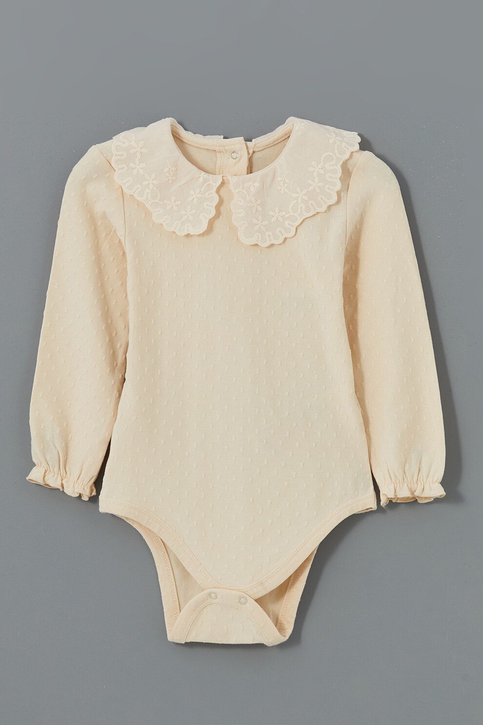LC WAIKIKI, Body cu guler cu volane si inchidere cu capse, Bej, 80