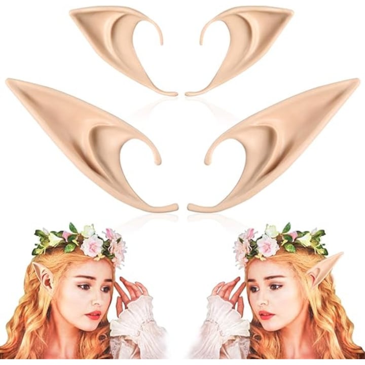 Set 2 Perechi Urechi Elf, Supertina®, Silicon, Culoare deschisa