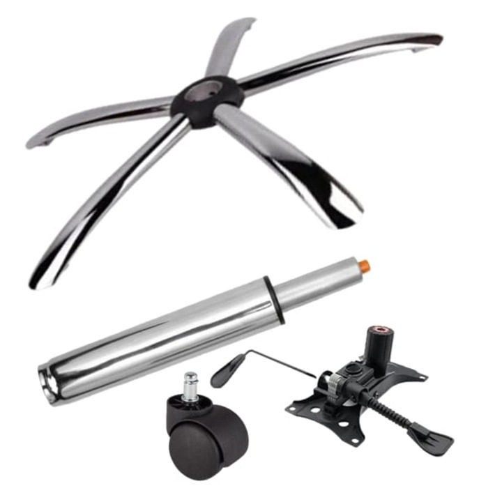 Set placuta balans metalica 25 x 15 cm, baza 60 cm, rola universala Ø11 mm si cilindru piston, gaz, pentru scaune birou, argintiu, 35 cm