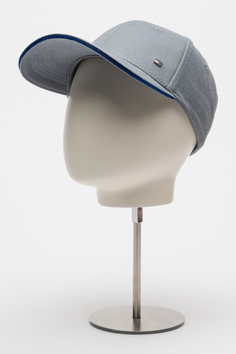 Tommy Hilfiger, Sapca din bumbac cu detaliu logo, Gri cenusiu