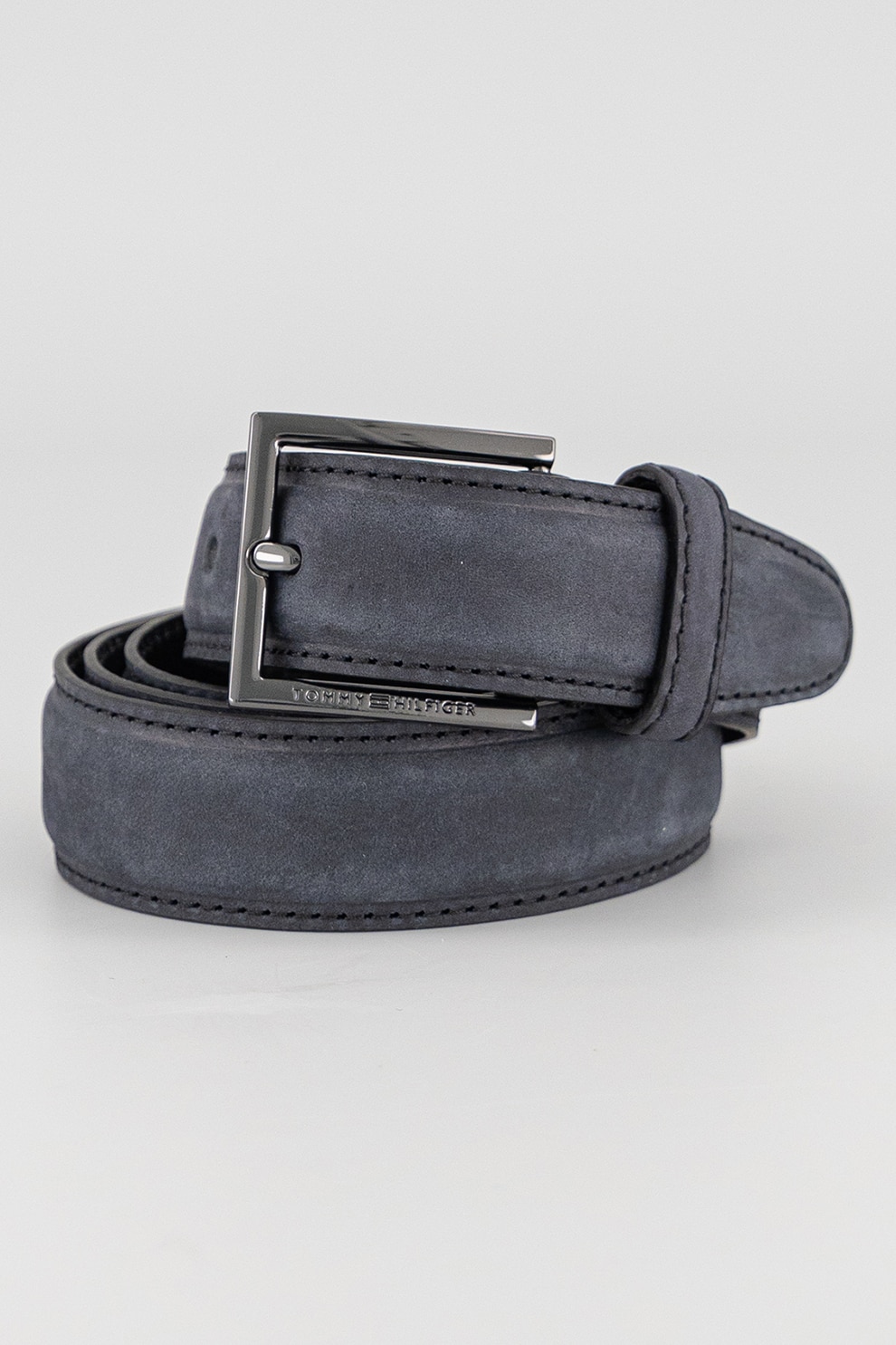 Tommy Hilfiger, Curea din piele cu catarama metalica, Negru, 100