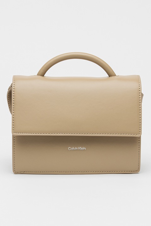 CALVIN KLEIN, Műbőr táska állítható keresztpánttal, Világos tópbarna