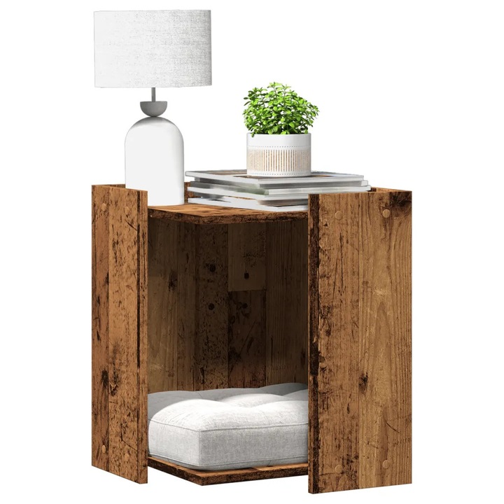 Sifonier pentru litiera, vidaXL, lemn vechi, 42x42x51 cm, design compact