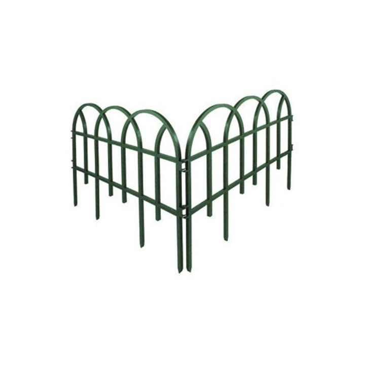 Пластмасова градинска ограда POLPLAST, комплект от 7 части, 3,15 м x 26 см, зелена