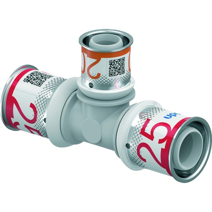Uponor redukáló póló, PPSU, 25-20-25 mm, 3 funkciós, többszínű, 10 bar