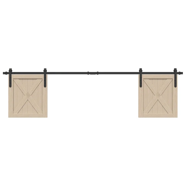 Set usi glisante pentru mobilier, vidaXL, 200 cm, otel carbon, pentru usi de 22-25 mm