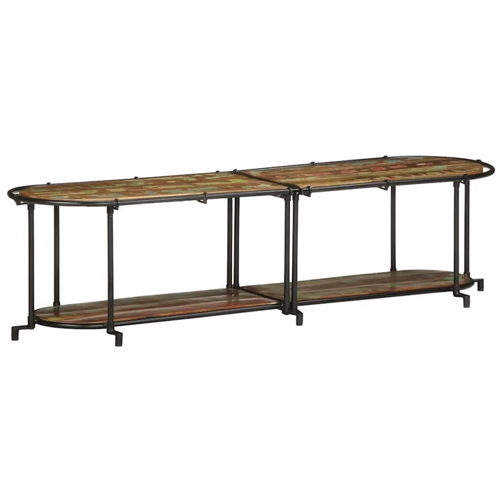 Comoda TV, vidaXL, 160x42x40 cm, lemn masiv reciclat, stil industrial