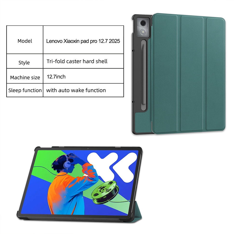 Husa potrivita pentru tableta Lenovo Xiaoxin Pad Pro 2025, 12.7 inch, LEIISVK, Verde