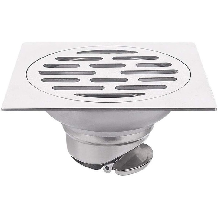Sistem de scurgere podea inox 304, anti-miros, 12x12cm, argintiu