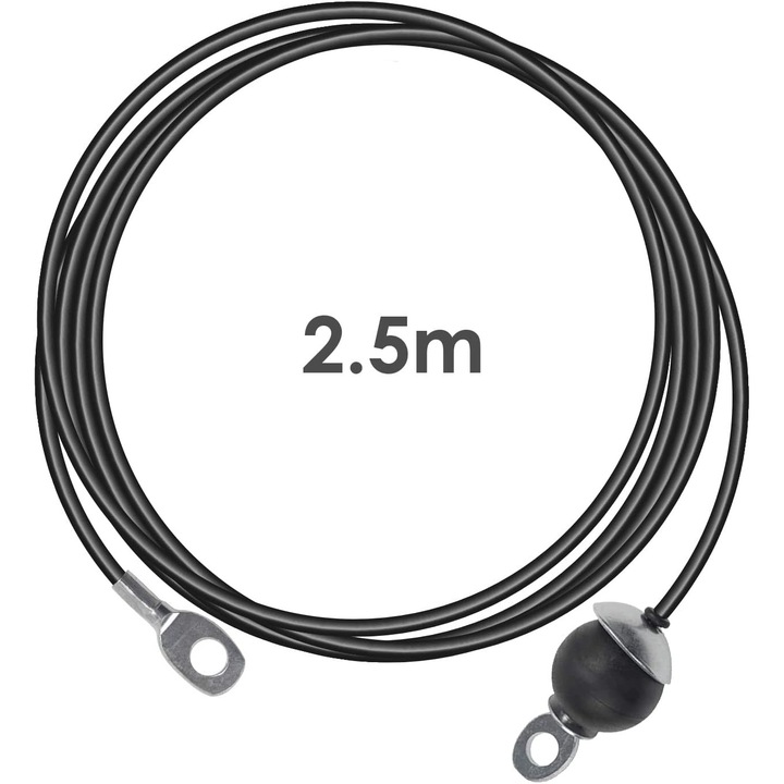 Sistem de cabluri pentru fitness, 2.5m, inox/poliamidă, negru