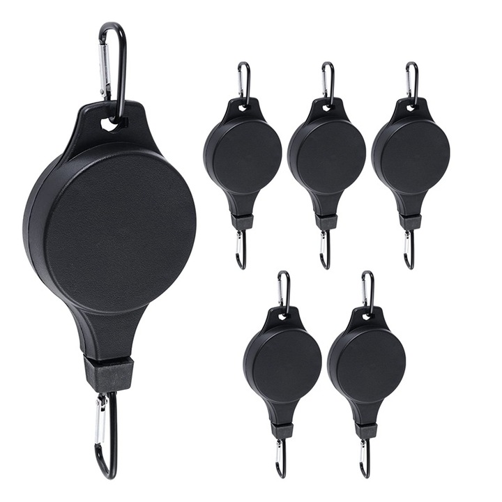 Set 5 carlige suspendare plante HERUSI negru 19.2x7.4cm elastic 74.5cm