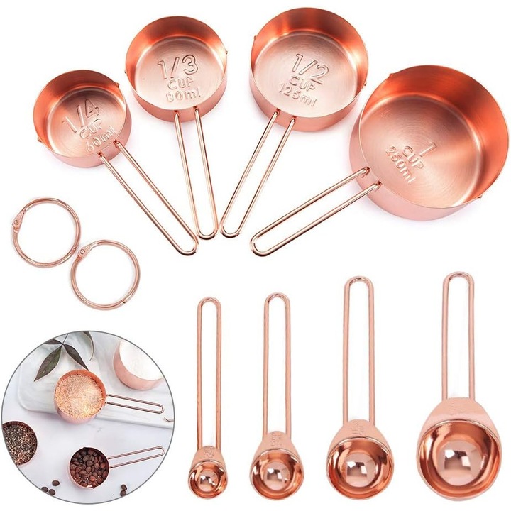 Комплект мерителни прибори от неръждаема стомана, Enforose, с магнитна таблица за преобразуване, устойчиви на корозия, лесни за почистване