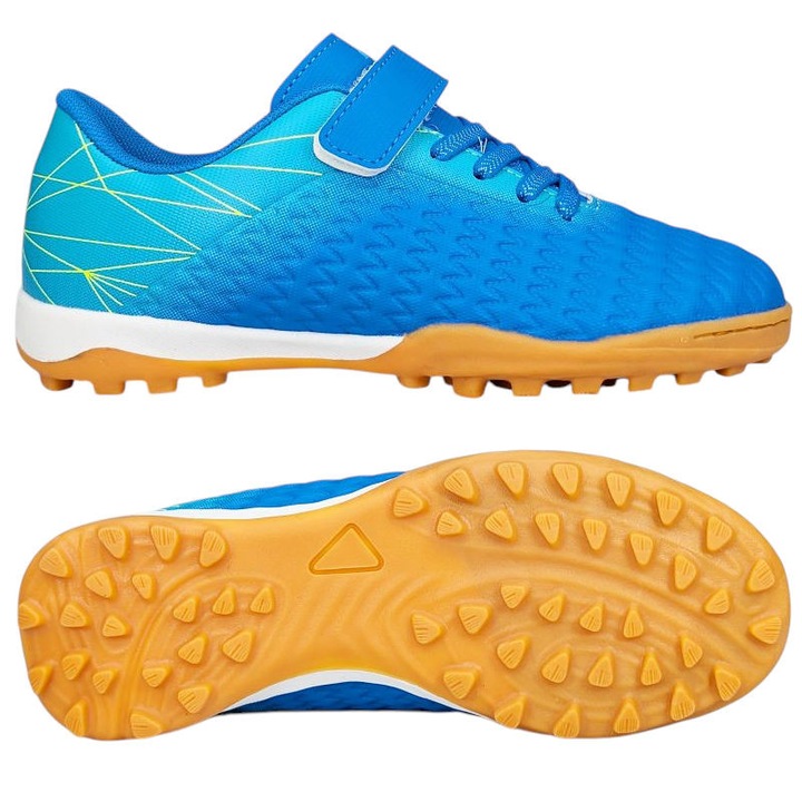 Футболни обувки за деца, Permani, екокожа, велкро, син