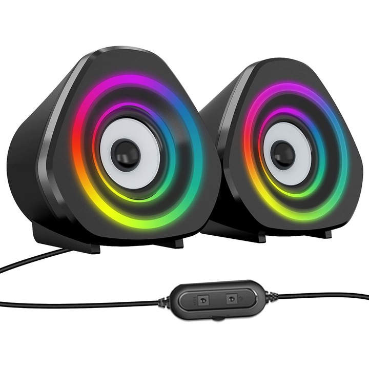 Boxe PC Herusi mini RGB USB bass 10x5x5cm