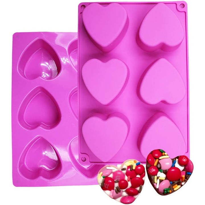 Set forme prajituri silicon, 6 gauri, rezistent la caldura, 10.55x7.16x1.3 in, multicolor