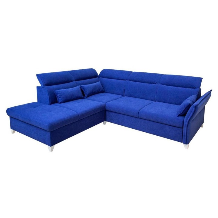 Coltar Extensibil Barry - Vega 38 Stanga, cu Lada de Depozitare, 272 x 146 x 101 cm, Stofa Albastru