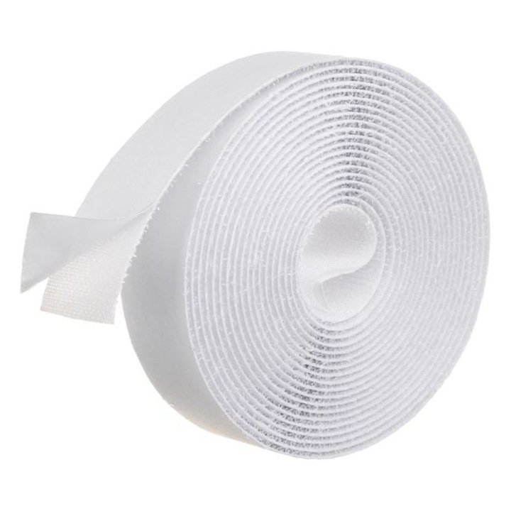 Banda adeziva alba cu scai ANTBRO®, 4 × 2, 5 cm – fixare plase anti‑tantari, montaj rapid, reutilizabil si discret