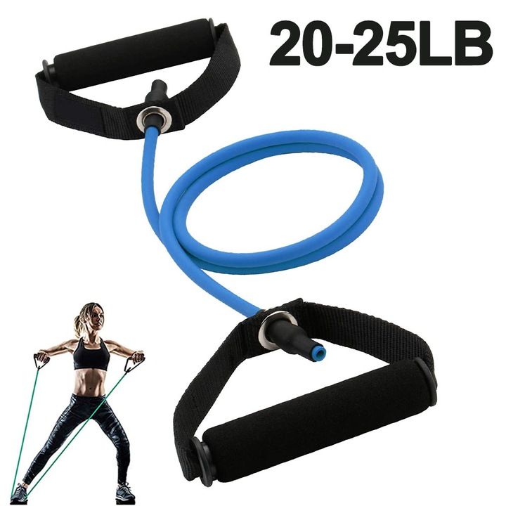 Set 3 benzi de rezistenta ZYBLSSBB LSM2XH17934-220104-3, cu manere si ancora pentru usa, 140 cm, 5-25 lb (galben/verde/albastru)