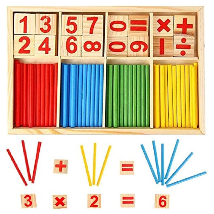 Jucarie interactiva copii, Stangen, set puzzle din lemn, imbunatateste logica si imaginatia, multicolor, pentru gradinita si acasa