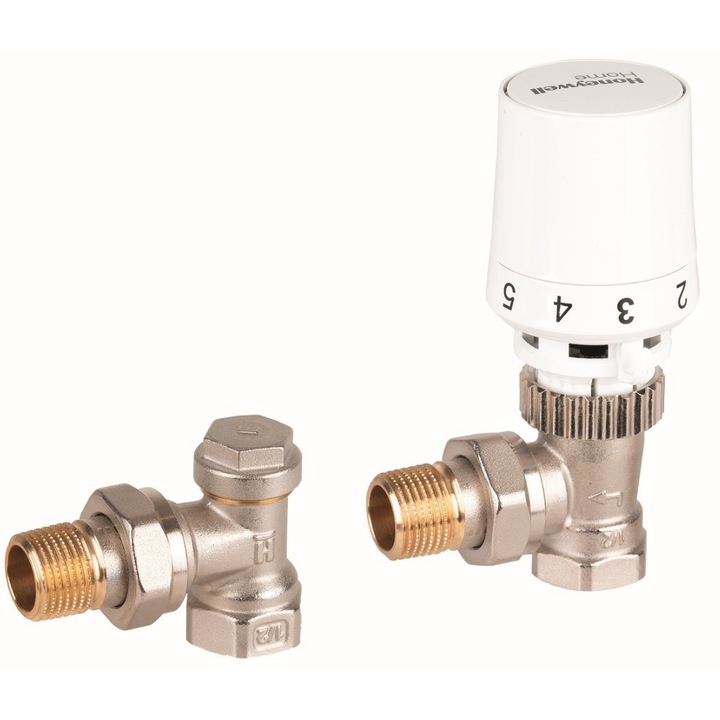 Set robinet cu 2 valve tur/retur calorifer Honeywell Home, T5019, alb, 1/2