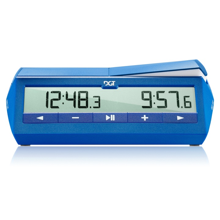 Ceas electronic de sah DGT 1500, albastru, 170x96x58mm, functie de intarziere, set cu baterie AA