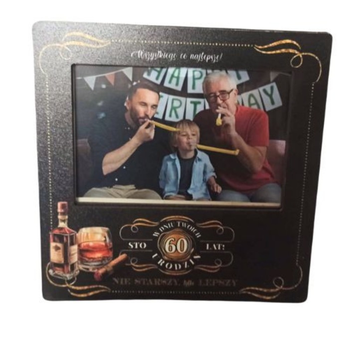 Рамка за снимки тип „карго“, 10x15 см, за мъже, с поздравително послание, 20x20 см