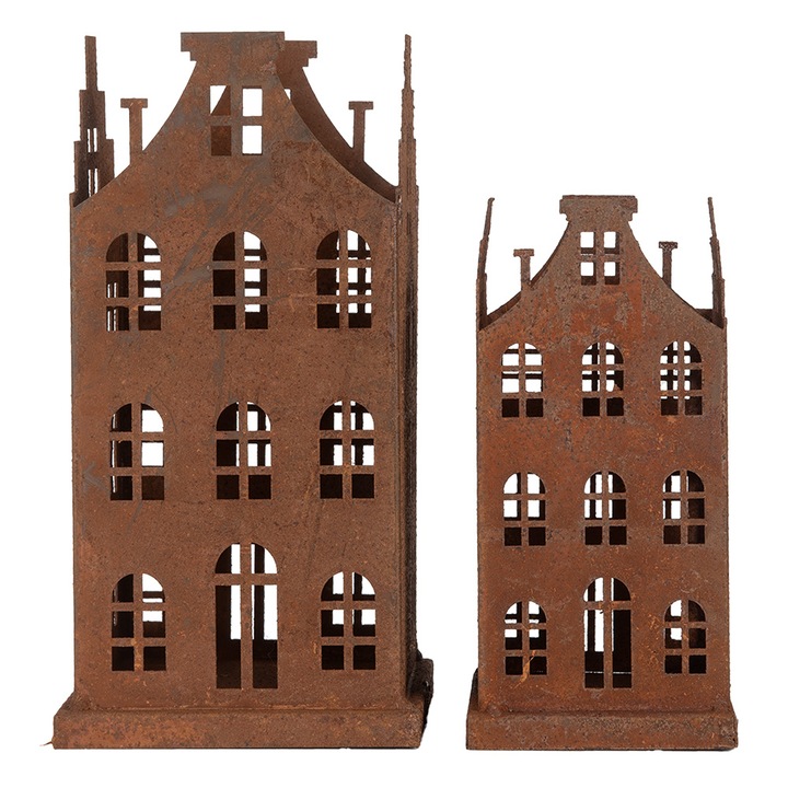 Set 2 casute decorative metal maro 11x11x21 cm, 8x8x16 cm