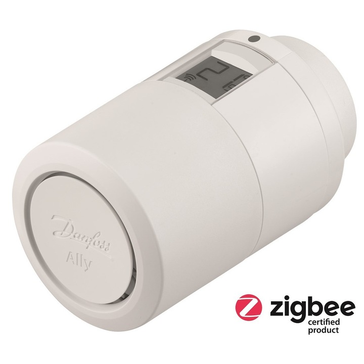 Termostat radiator Danfoss Ally, compact, alb, 5-35°C, 2 adaptoare M30x1.5 si RA