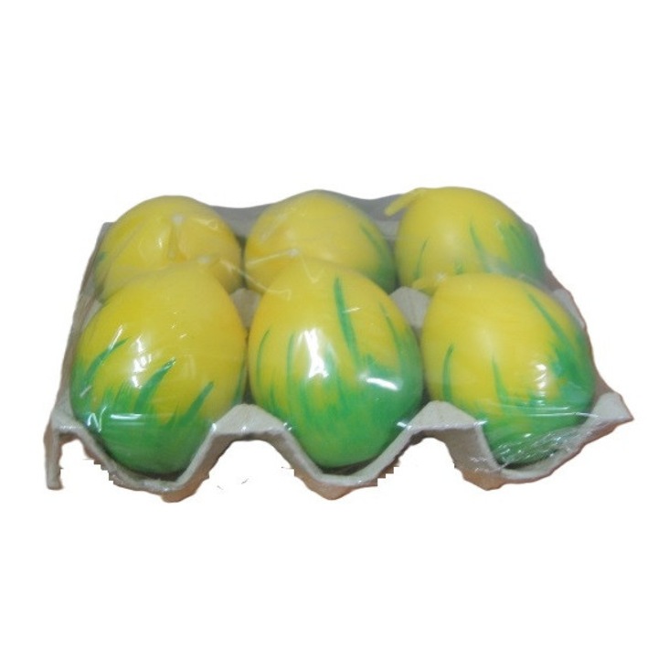 Комплект свещи ZAWA, яйце с трева, 6 части