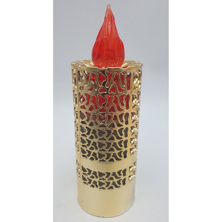 LED свещ Pozarlik златисто/червено 15.5 см