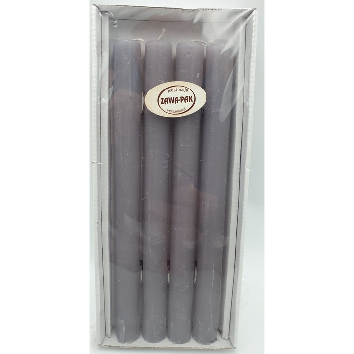 Комплект от 8 рустикални свещи ZAWA сиви 25x2.2 см