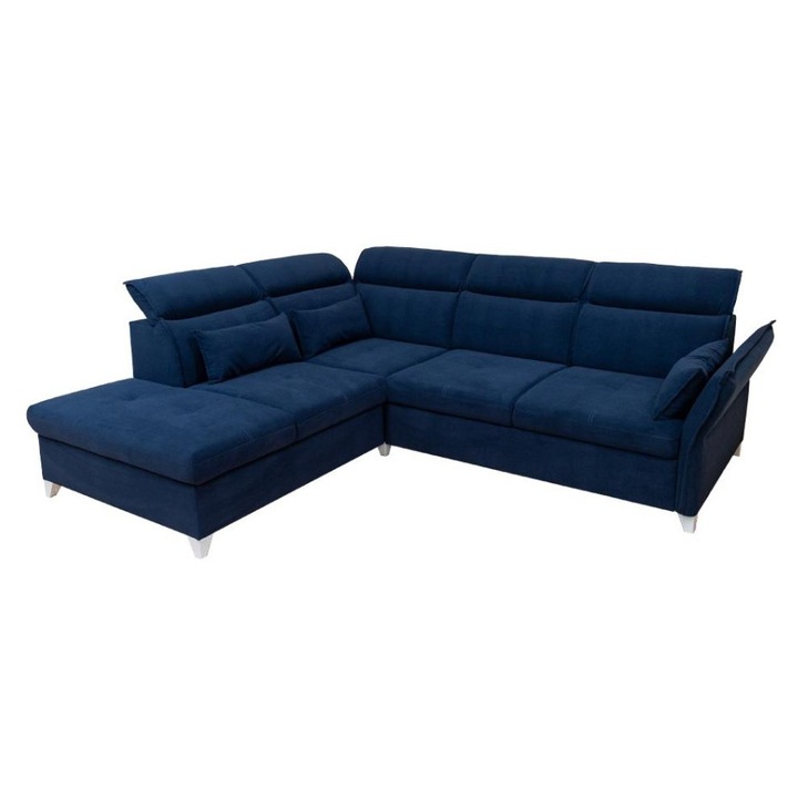 Coltar Extensibil Barry - Vega 39 Stanga, cu Lada de Depozitare, 272 x 146 x 101 cm, Stofa Albastru Inchis