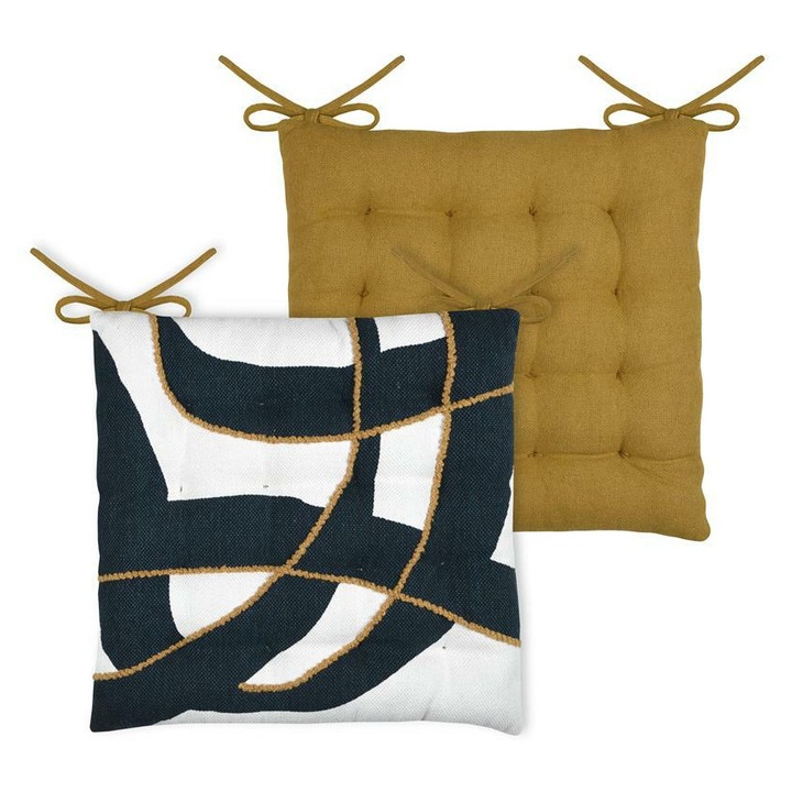 Възглавница за стол, ПЛАТ, Двойна и двуцветна лицева страна, Стилен вид, Мека и еластична, Удобство при седене, Практични връзки, Модерен акцент за интериора, 38x38 см, PAxTON