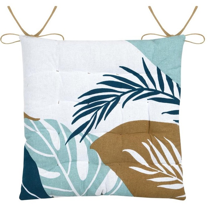 Perna Pentru Scaun, STOF, Model Cu Frunze, Structura Matlasata, Atmosfera Exotica, Aspect Stilat, Confort La Sedere, Moale Si Practica, Ideala Pentru Vara, 38x38 Cm