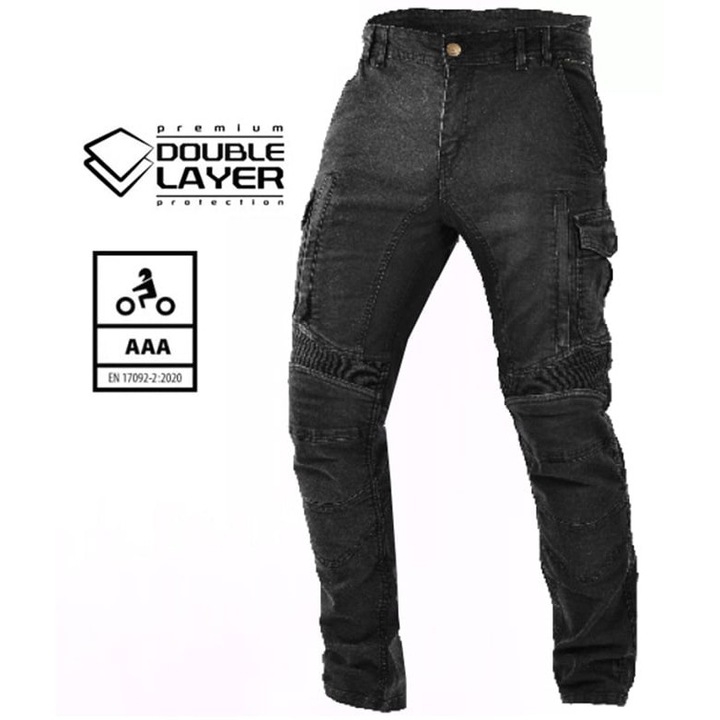 Blugi moto Trilobite acid scrambler 2.0 black doublelayer aaa, 42