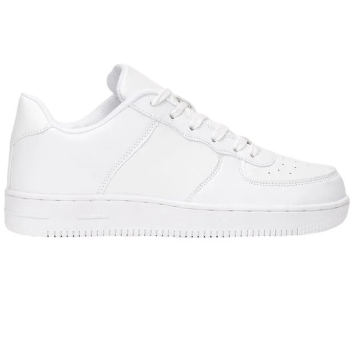 Pantofi sport-casual barbati Permani, albi, piele ecologica, talpa flexibila, design minimalist