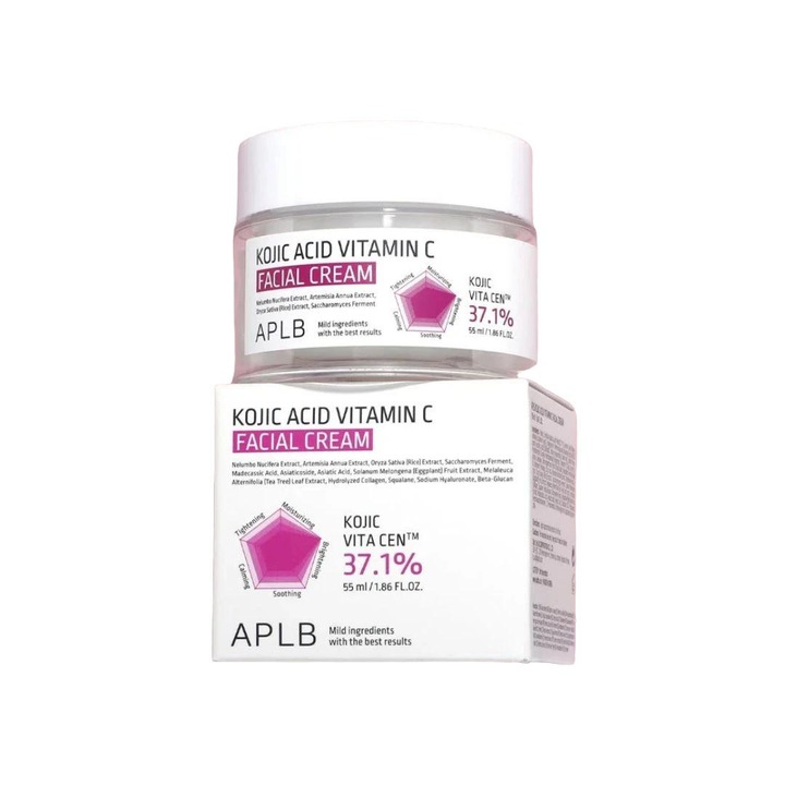 Crema de fata APLB cu acid kojic si vitamina C, 55 ml, pentru toate tipurile de ten, fara parfum