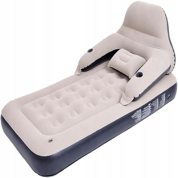 Надуваем матрак с облегалка, 191x99x70см, сив, мек материал