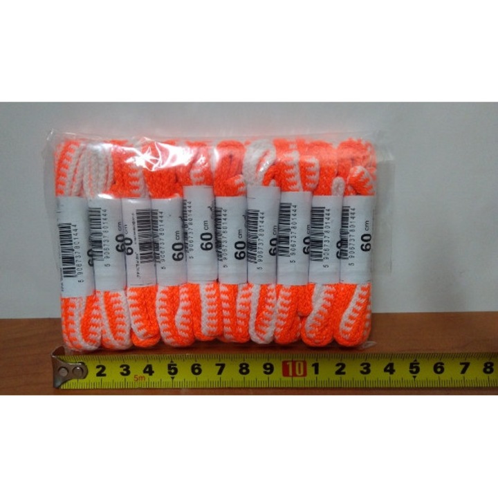 Sireturi sport, SANDEX, set 10 perechi, alb-portocaliu, 60cm