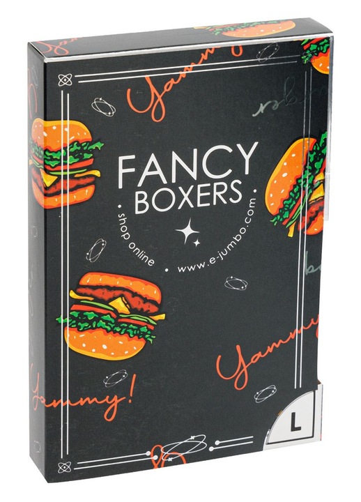 Boxeri barbati fancy negri cu imprimeu burger, S INTL