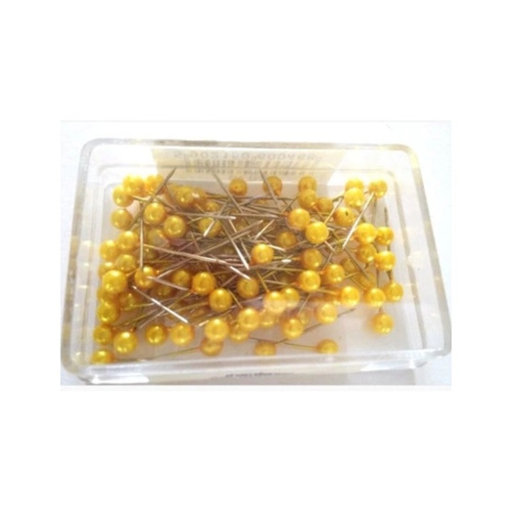 Комплект от 100 декоративни карфици жълти перли 22 мм, Aliga