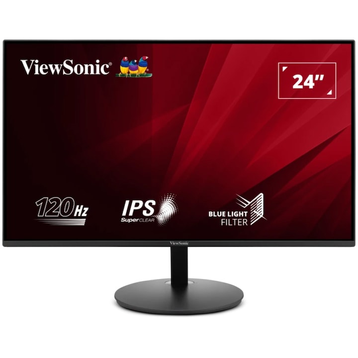 ViewSonic VA24E1-H LED monitor, 120Hz, Full HD, HDMI, VGA, fekete