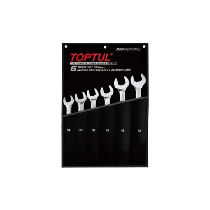 Metrikus kombinált kulcskészlet 15°-os eltolással, 6 darabos, Toptul GPAB0601
