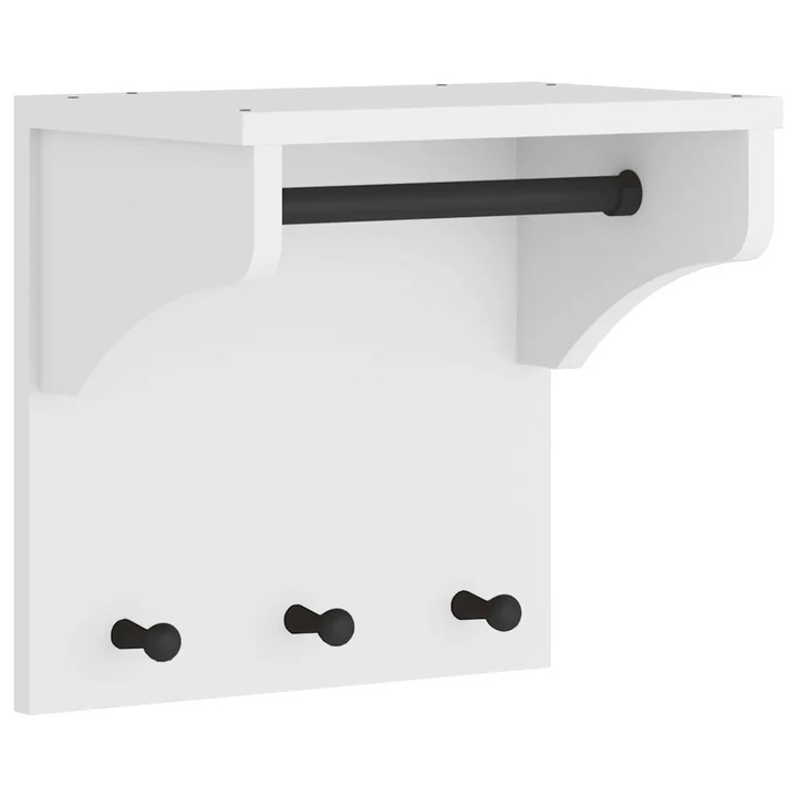 Cuier, VidaXL, Lemn masiv, 43 x 30 x 42 cm, Alb