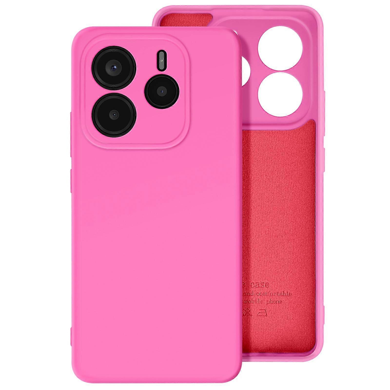 Husa compatibila cu Xiaomi Redmi Note 14 5G, Silicon Cover, Interior Microfibra, Protectie Camere, Roz Neon, TSS