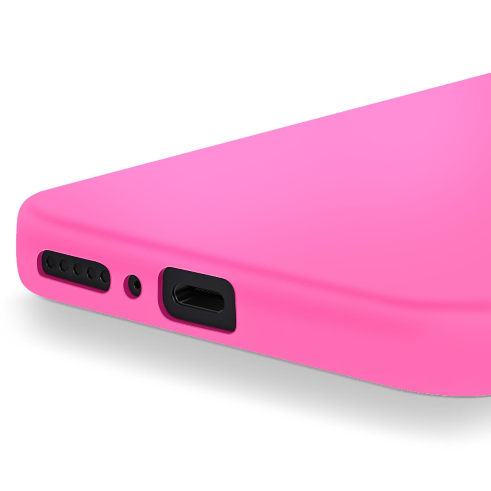 Husa compatibila cu Xiaomi Redmi Note 14 5G, Silicon Cover, Interior Microfibra, Protectie Camere, Roz Neon, TSS