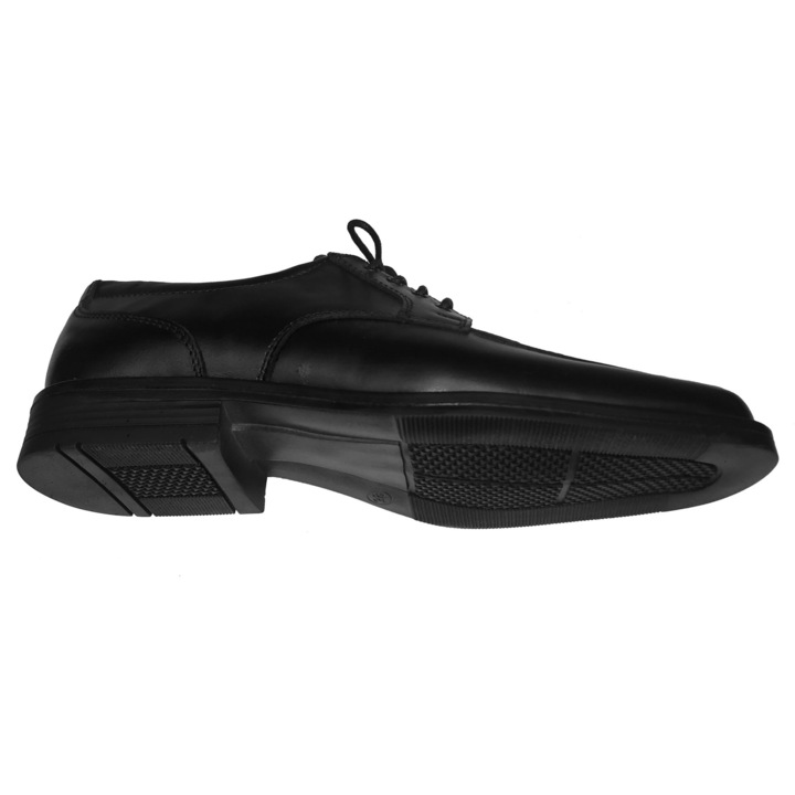 Pantofi Barbatesti Negri Din Piele Naturala Cu Calapod Lat, Talpa TR Cu Toc De 2cm, Confort Zilnic, Model Robust, Produs 100% Romanesc, SCV, Marimea 44
