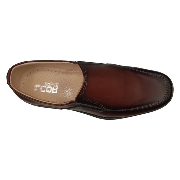 Pantofi Barbatesti Din Piele Naturala Maro Cu Calapod Lat, Fara Siret, Talpa TR Flexibila Cu Toc De 2cm, Confort Zilnic, Produs 100% Romanesc, SCV, Marimea 40