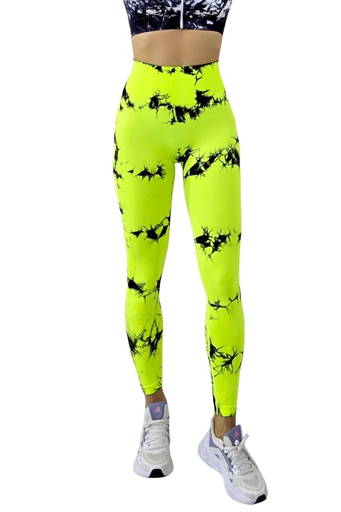 Kabyn fitness harisnyanadrág, nyomott, push up és formázó szalaggal, Neonsárga