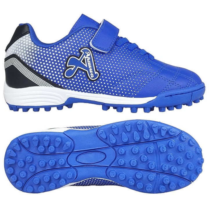 Детски футболни обувки Permani, екокожа, гумена подметка, велкро, сини, 37 EU